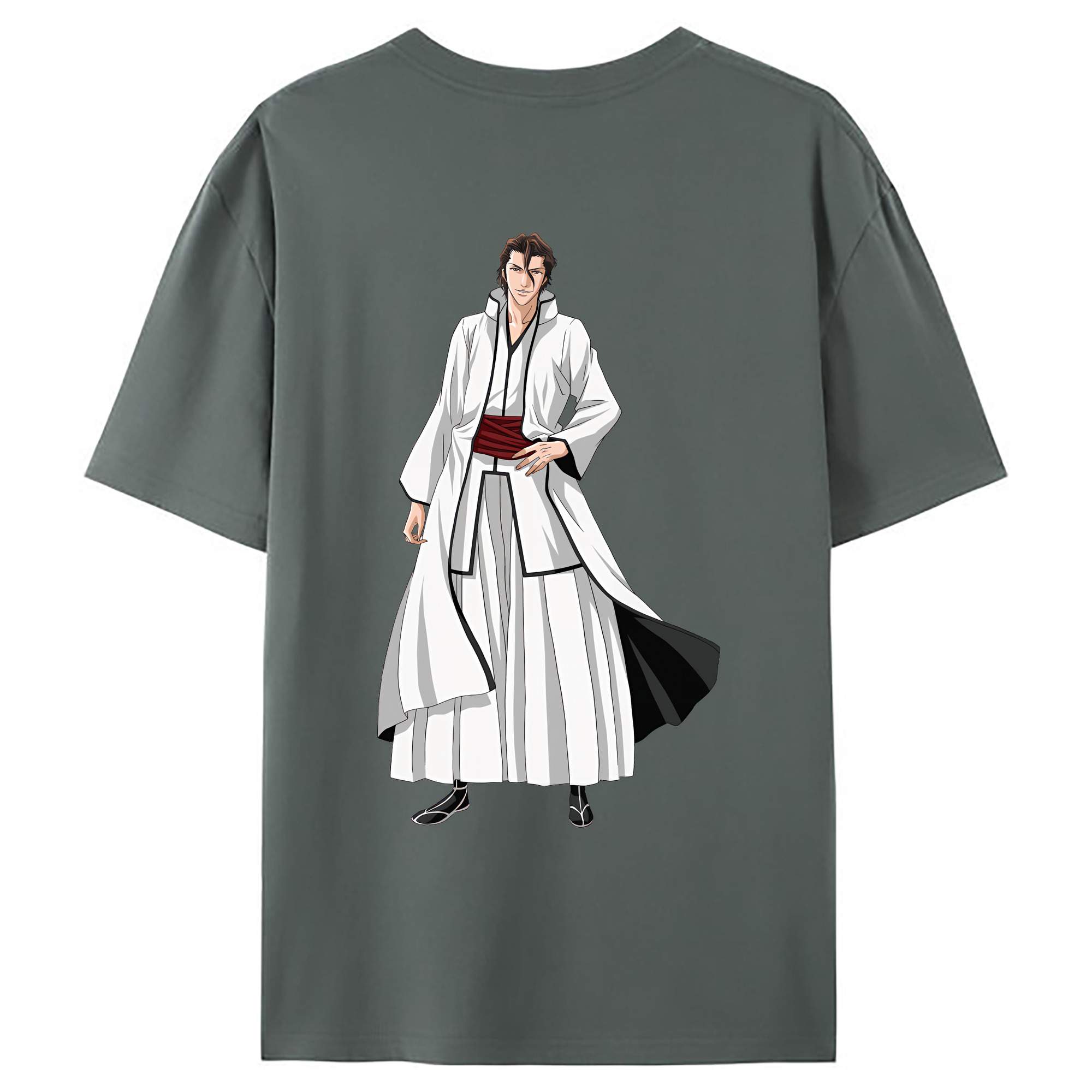 （画像用） ブリーチ 藍染 惣右介（あいぜん そうすけ） BLEACH Aizen Sousuke 綿100％ メンズ半袖Tシャツ（バックプリント） 通気性